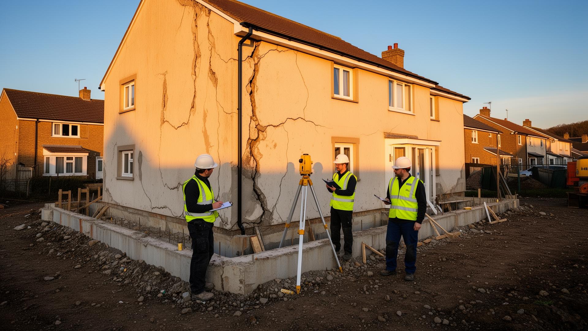 Subsidence specialists inspecting a Devon property